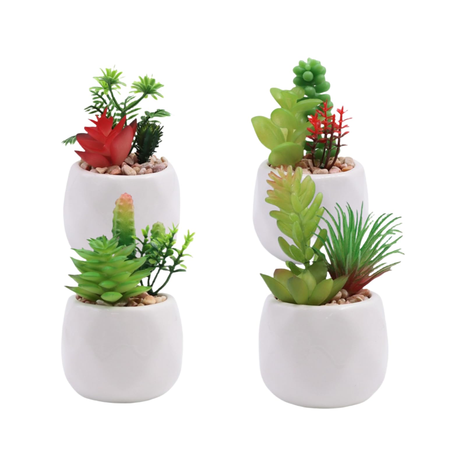 Plante artificielle sans arrosage 4 pots de succulentes simulées