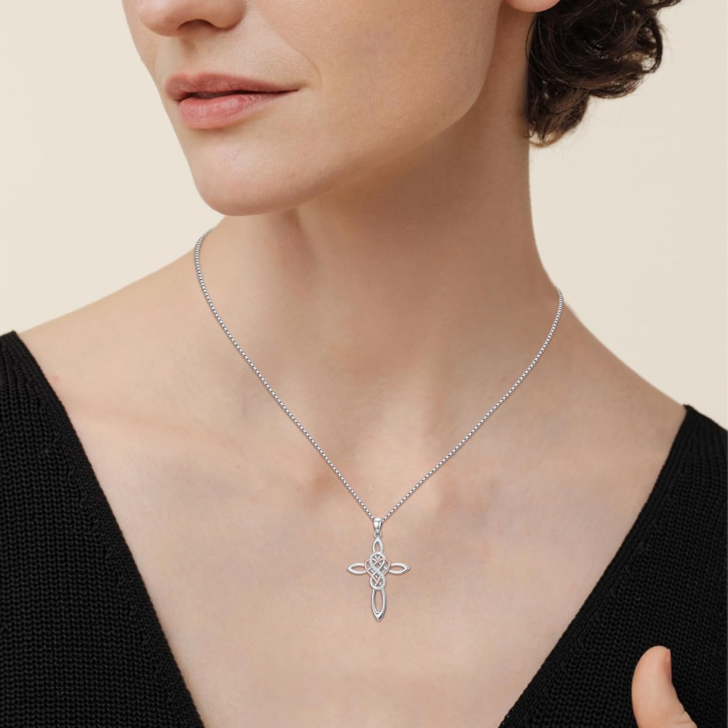 JUSTKIDSTOY Cross Necklace for Women 925 Sterling Silver Cross Pendant Necklaces Religious Jewelry Gifts for Wife - Image 5