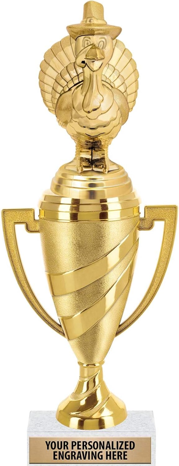 Crown Awards Turkey Trophy, 10" Gold Cup Thanksgiving