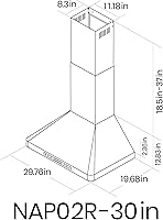 Vista 6 de EKON Campana extractora de pared de 30 pulgadas, campana extractora convertible sin conductos de acero inoxidable 900CFM con control táctil de 4