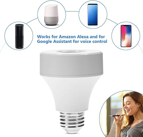 Miniatura 2 de Adaptador de enchufe de bombilla de control de teléfono inteligente, base de bombilla, interruptor de soporte de lámpara compatible con asistente y