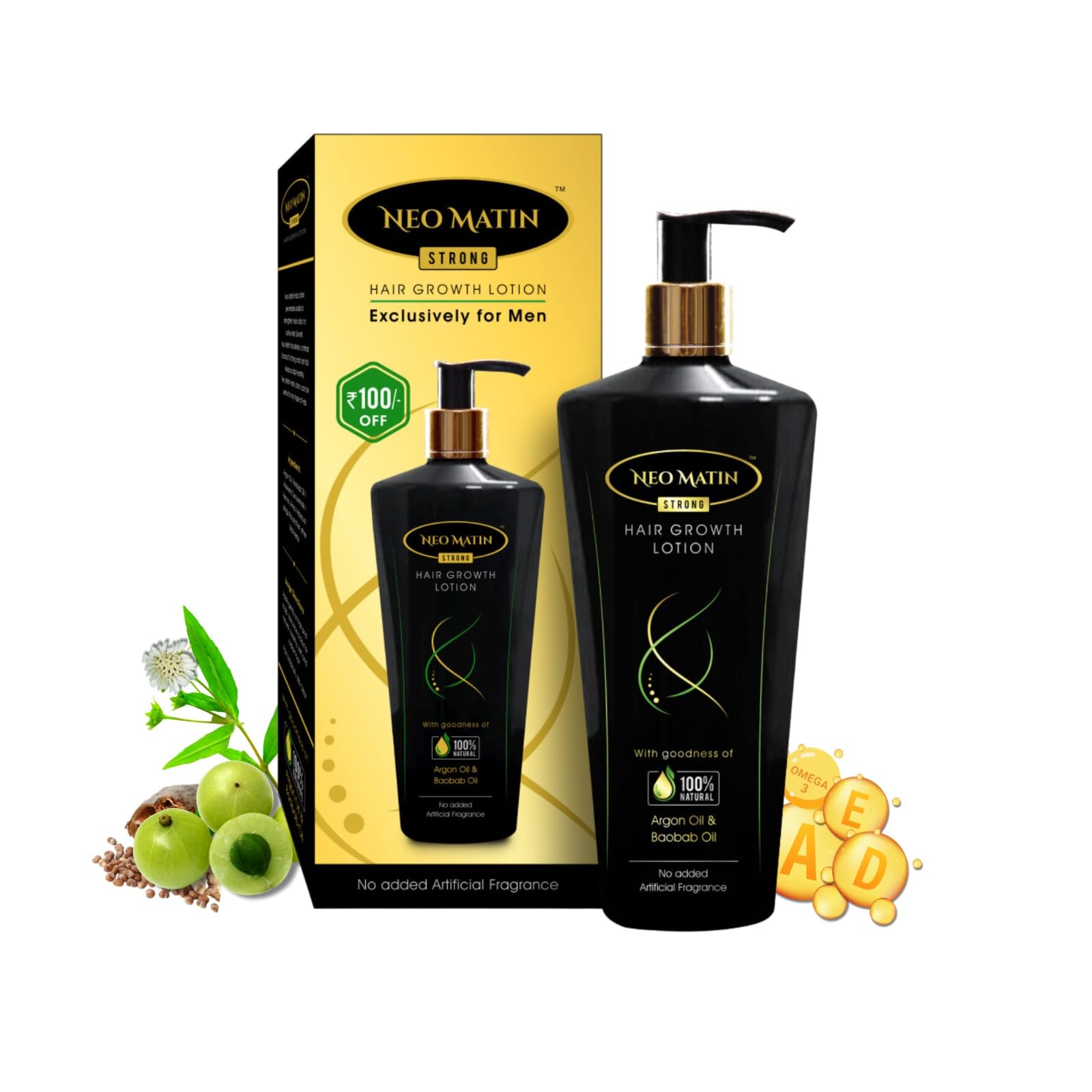 Strong Hair Growth Lotion Enriched with Herbs and Nutrients like Hibiscus, Amla Argan oil, Omega, Vitamin A, D, E and Non-Sticky Formula for Both Women & Men 225ml
