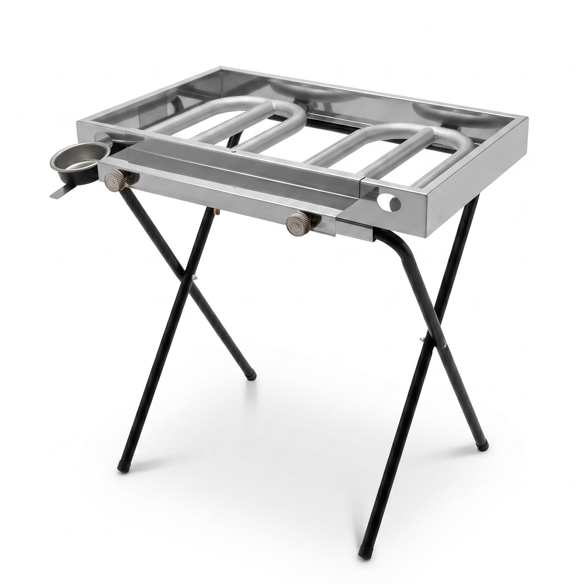 Yelloo - Parrilla Inoxline 620 60x45 cm con placa lisa de acero inoxidable AISI430, BBQ barbacoa de gas con dos quemadores