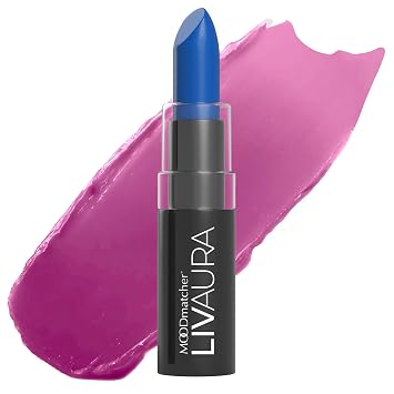 MOODmatcher LIVAURA Long Lasting Lipstick for Women Color Changing Moisturizing Cream Lipsticks, Smudge Proof Lip Stick, Easy to Apply Lip Makeup, Made in USA Dark Blue