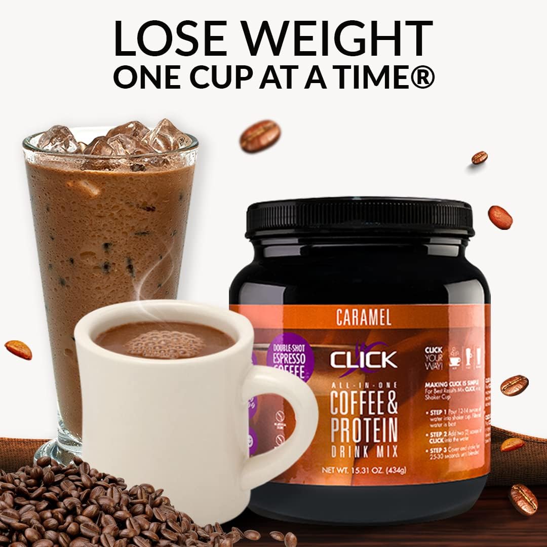 Buу 2 gеt 3 CLICK Coffee Protein, Protein & Real Coffee All-In-One, Meal Replacement Nutrition Drink, Caramel Flavor 15.31-Ounce Canister, 23 Essential Vitamins, Double Shot Espresso Coffee, Hot or Cold