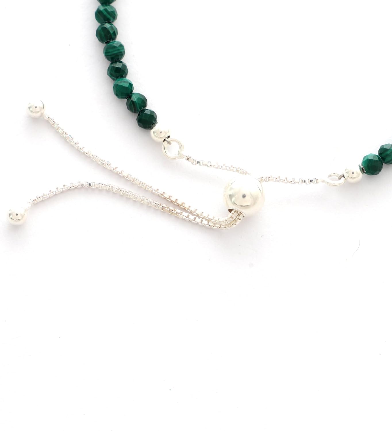3mm Round Natural Malachite Adjustable Bolo Bracelet for Women in Sterling Silver, May Birthstone Gifts for Her Birthday, Anniversary, Christmas, Graduation - Image 5