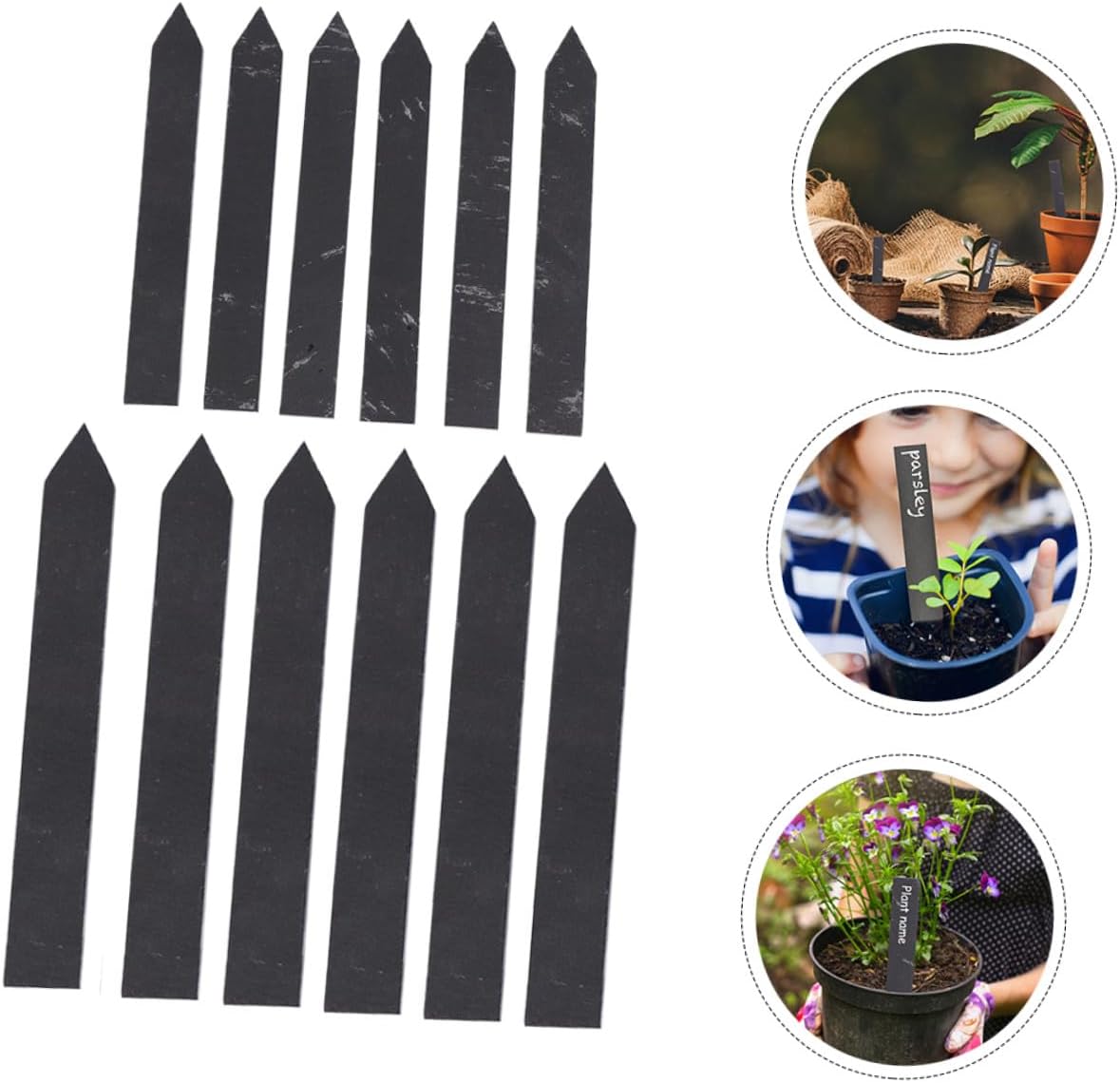 VICASKY 12pcs Weather-Resistant Plant Nursery Labels Double-Sided Writable Garden Markers for Indoor Outdoor Flower Beds Pots and Planters Reusable Plant Tags for Flowers Vegetables and