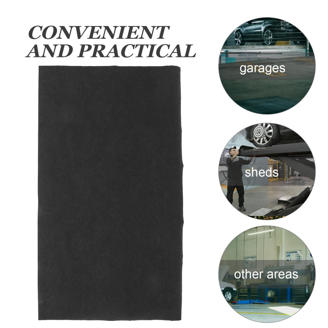 Veemoon Tapis de Sol de Garage Absorbant L’Huile et Protégeant Le Sol en Feutre Chimique Antidérapant Garage Noir et Abri