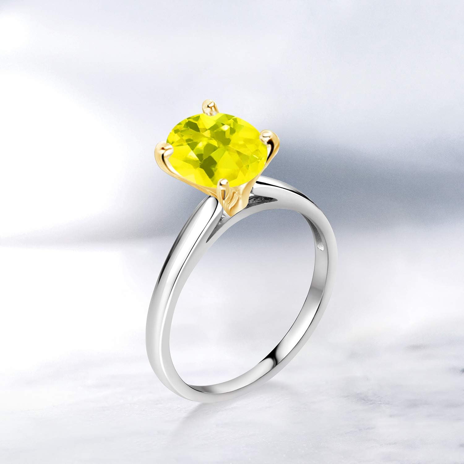 Gem Stone King 2.00 Ct Canary Mystic Topaz 10K White and Yellow Gold Ring Ring - Image 4