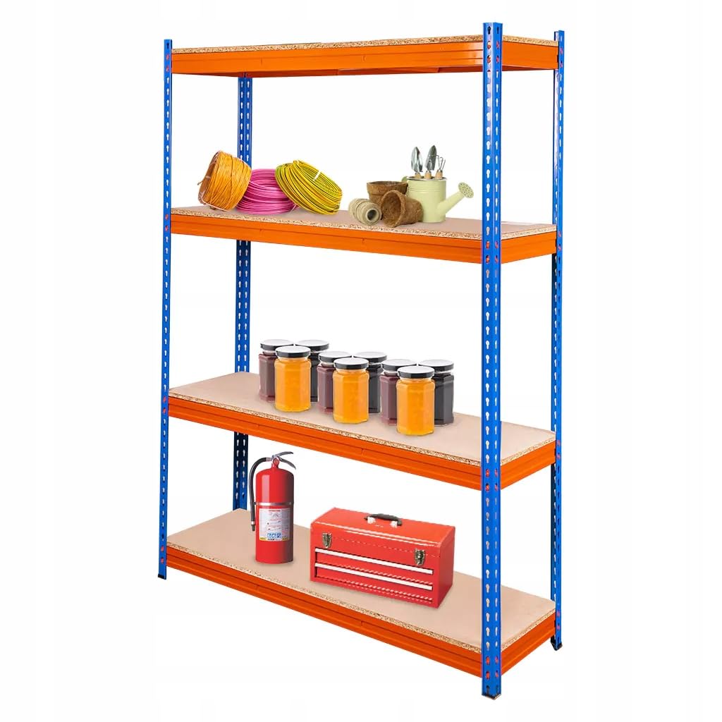 MEGA-M PRO MAX Regał magazynowy 180 × 120 × 60 cm | REGAŁ METALOWY MAGAZYNOWY 4 półkowy warsztatowy MOCNY 180x120x60 cm