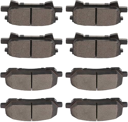 SCITOO Juego de pastillas de freno de disco delanteras y traseras de cerámica para Toyota Highlander 2004-2007