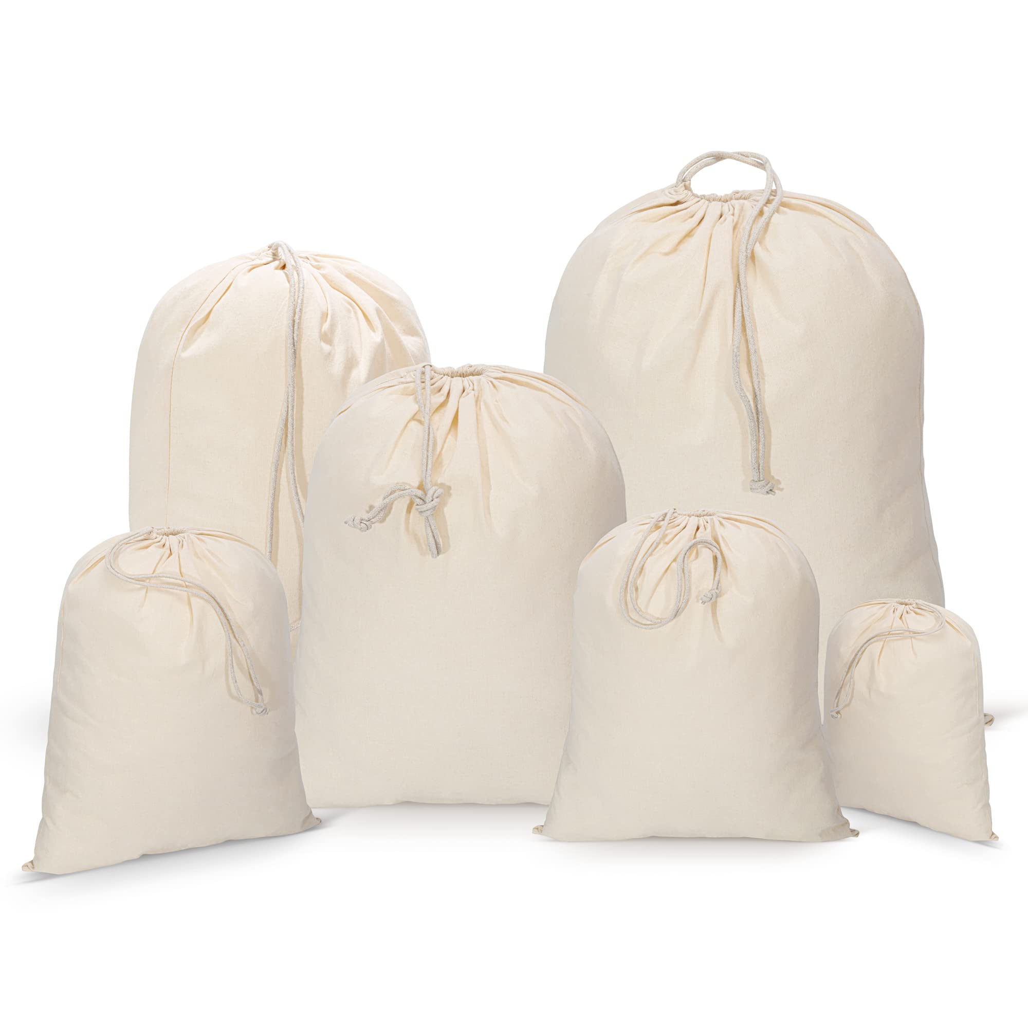 Imfaa Natural Medium(30X45) Drawstring Laundry Sack, Stocking, Storage, Muslin Cotton Shopping Bags. (Pack-50, )