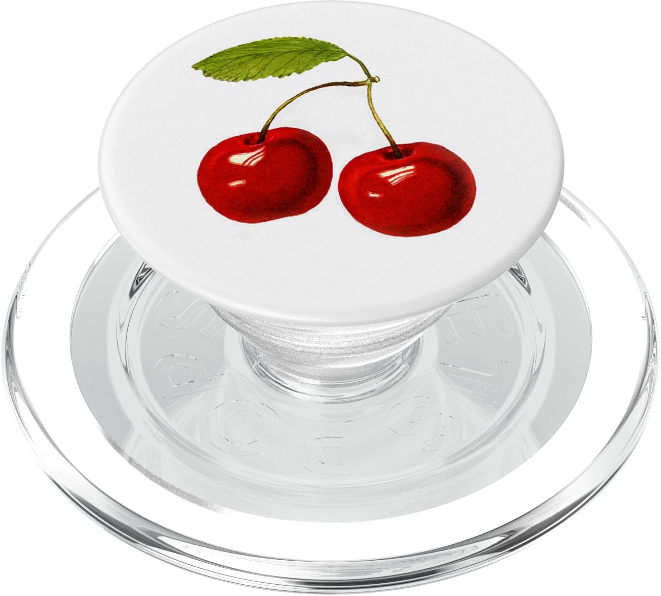 Watercolor Cherry Art On White Background PopSockets PopGrip for MagSafe