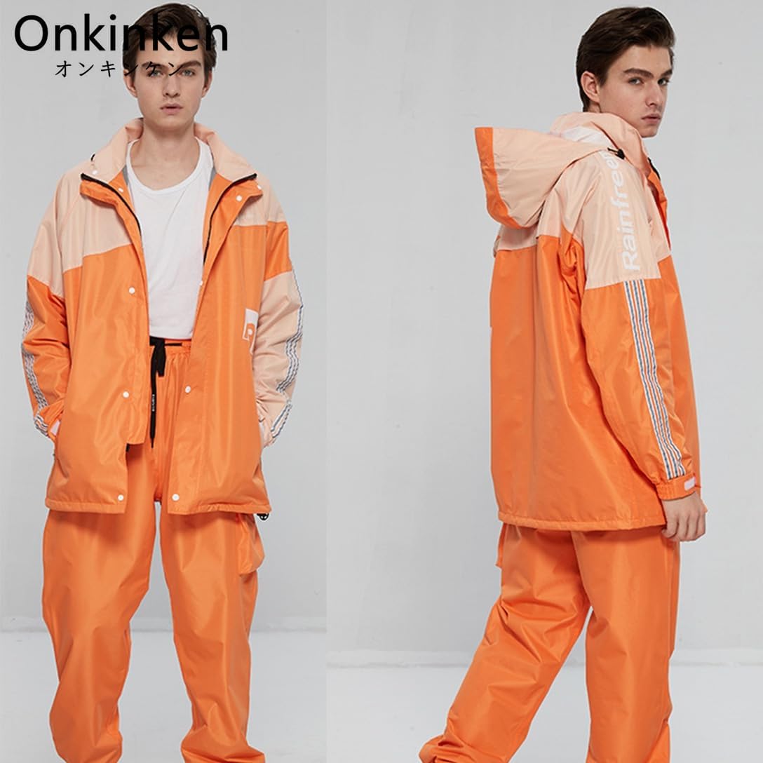 [Onkinken] レインウェア 上下セット メンズ レディース レインスーツ 作業用 カッパ 雨合羽 自転車 レインコート 撥水