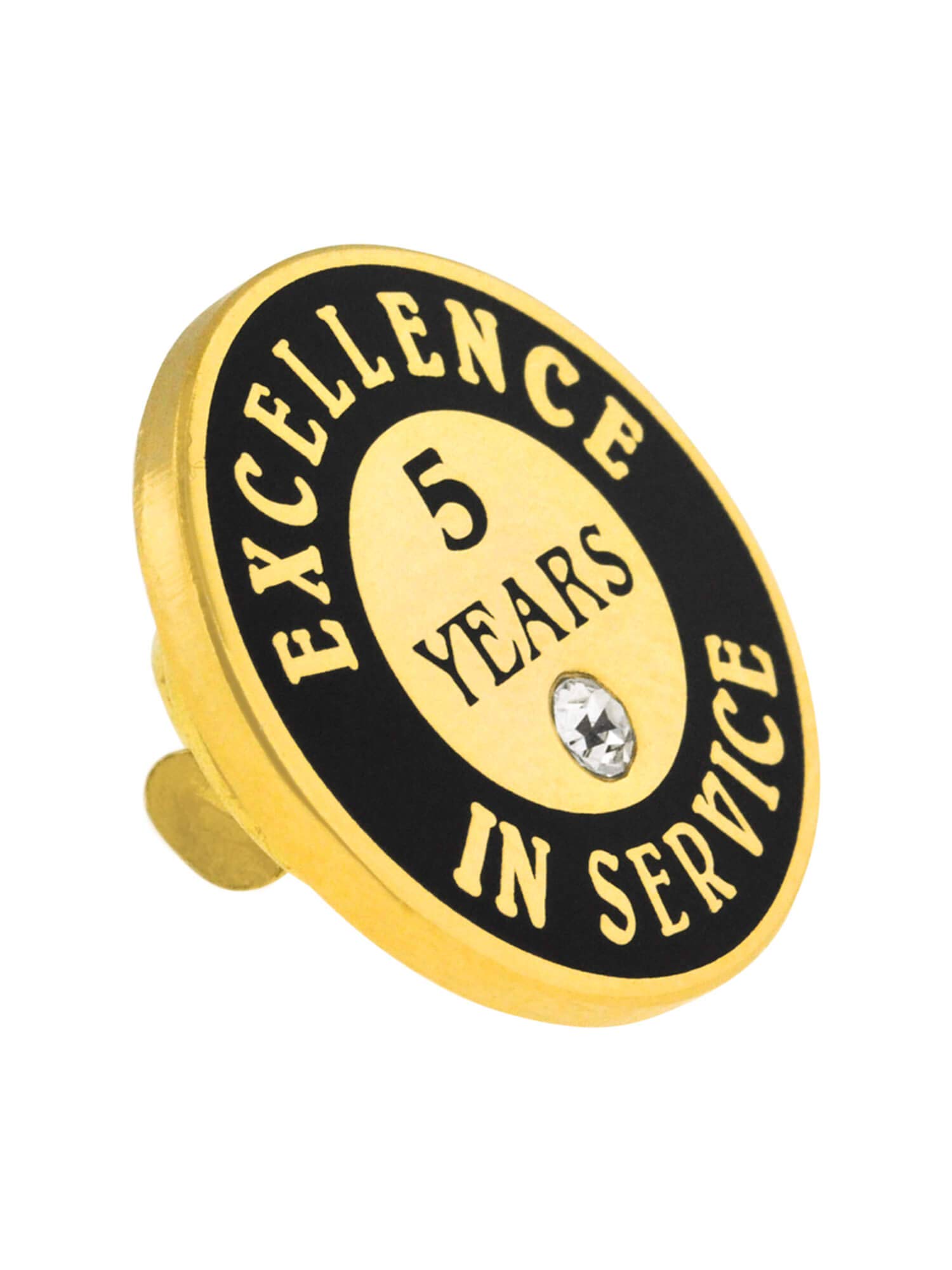PinMart Spilla da bavero placcata oro Excellence in Service Year Award - Spilla da lavoro in metallo smaltato con strass - Spille da 1 a 60 anni per dipendenti di lunga data