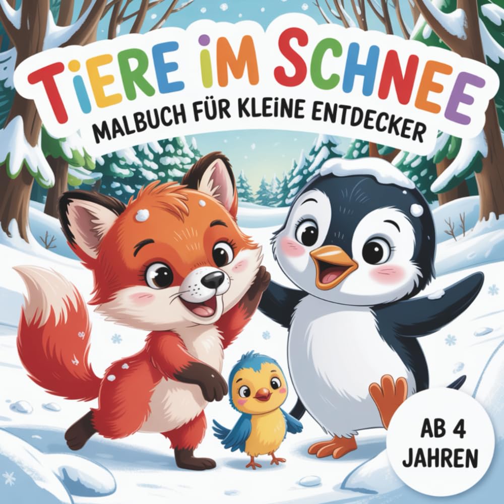Tiere im Schnee - Malbuch für kleine Entdecker ab 4 Jahren mit 50 faszinierenden Ausmalbildern