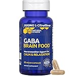 GABA Brain Food - GABA Supplement with L-Citrulline & Grape Seed Extract - Supports Calm & Relaxation - Nighttime Sleep Aid - Supports Production of Gamma Aminobutyric Acid - 60 L-Citrulline Capsules