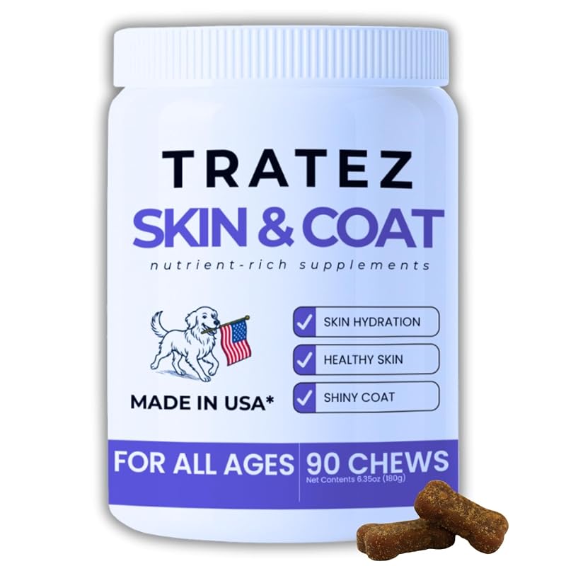 Suplemento para Pele e Pelagem de Cães com Ômega 3, 6 e 9, Óleo de Peixe e Vitamina E TRATEZ, 90 unidades
