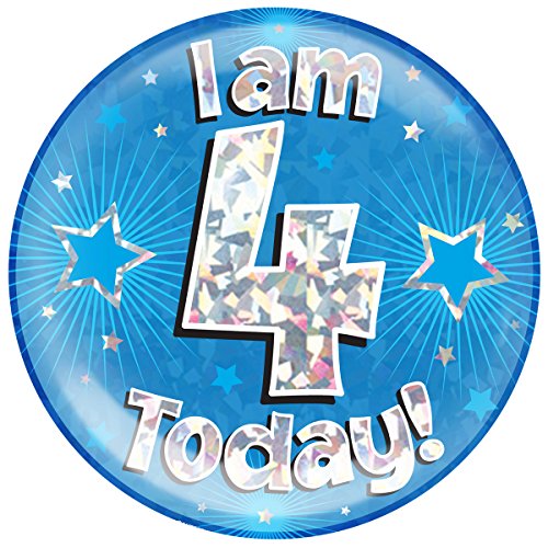 OAKTREE UK 633360 Insignia Jumbo I Am 4 Today Blue Holographic Cracked Ice 6 Pulgadas