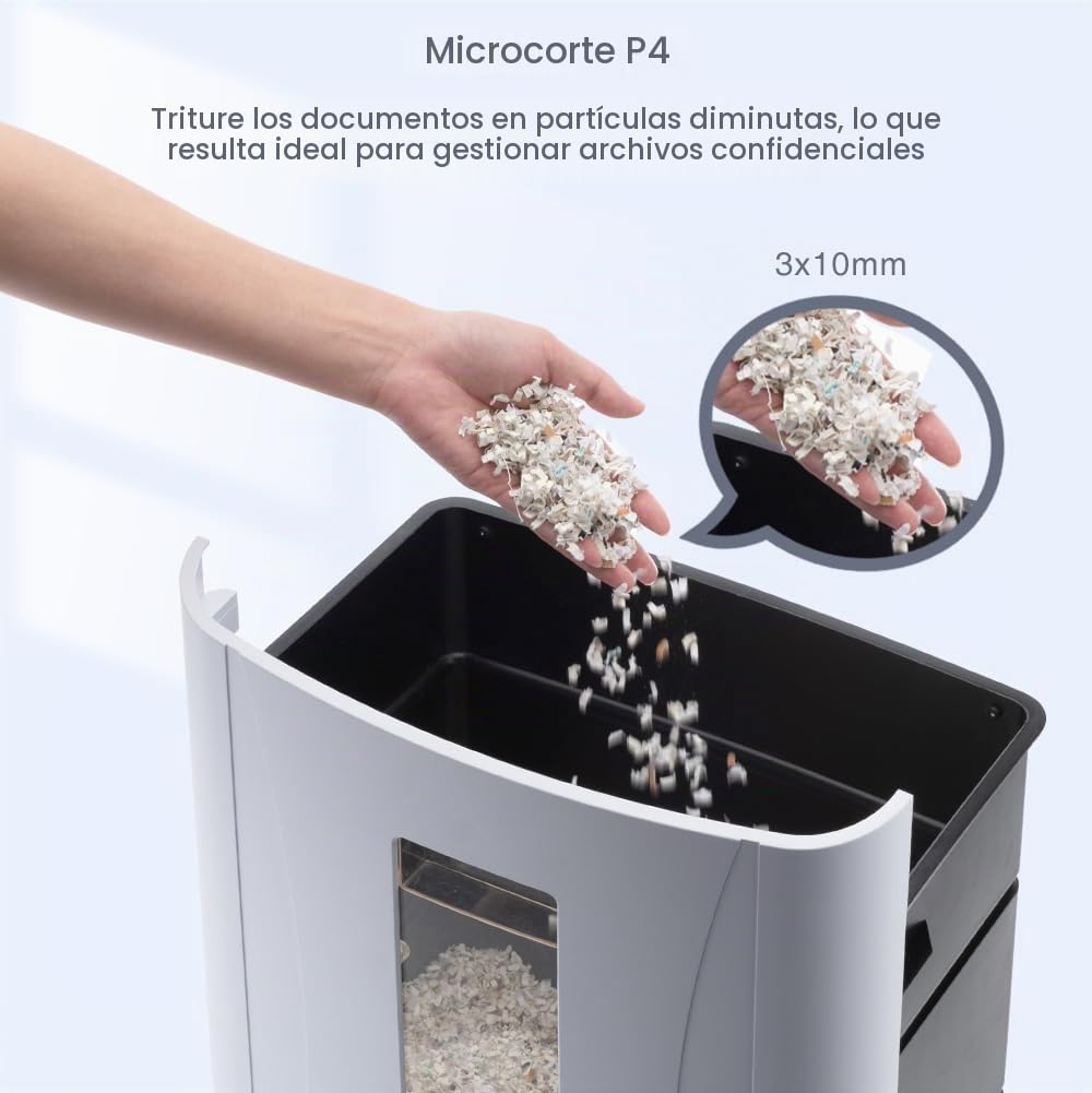 Trituradora de Papel para Oficina: Alta Seguridad P4 Corte 3x10mm Gran Capacidad 150 Hojas Automática Bajo Ruido 25L para Escuela Casa y Hogar