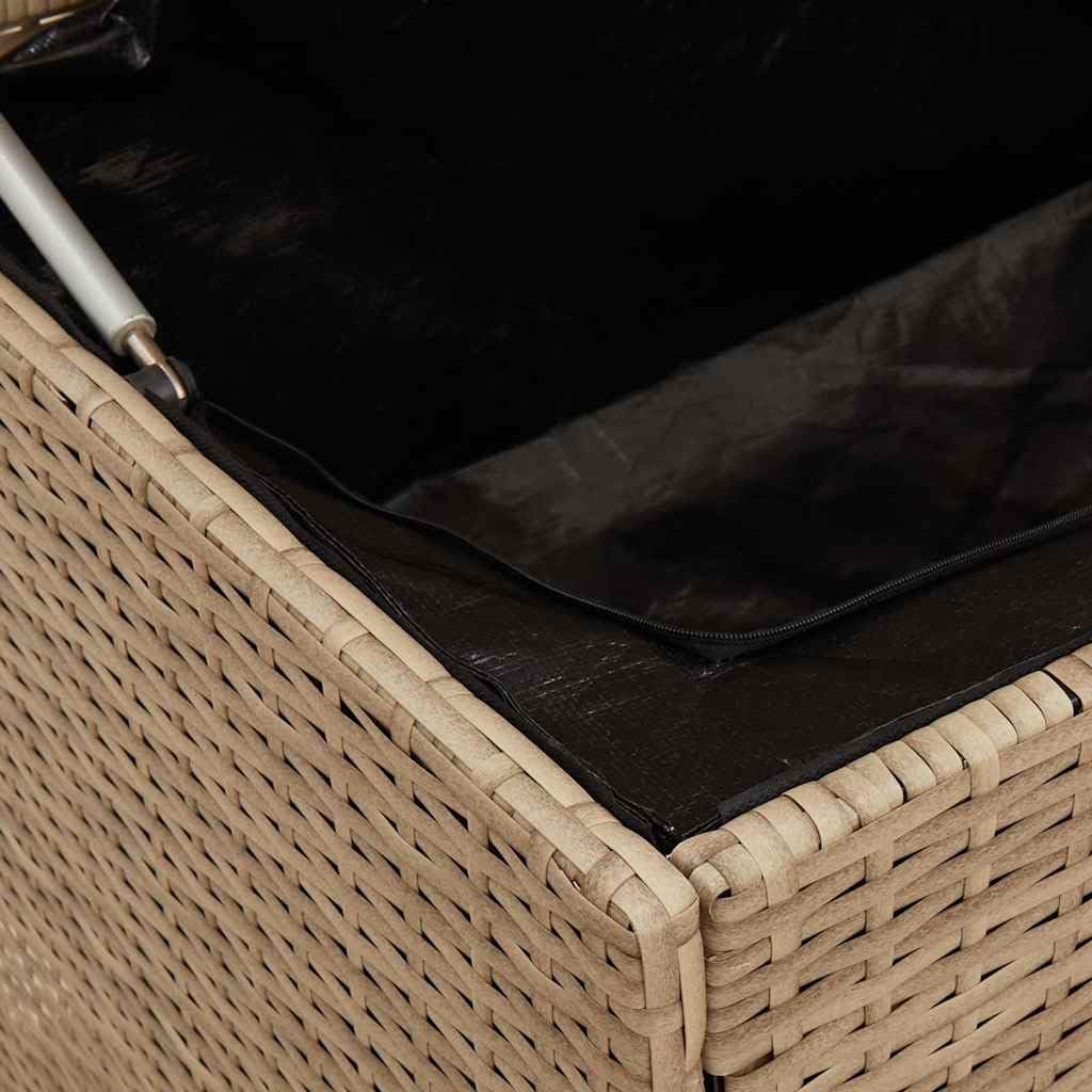 Cassapanca per cuscini da esterno beige 100 x 55 x 55,5 cm polyrattan, scatola di immagazzinaggio degli attrezzi da giardino per esterni, balcone o terrazza