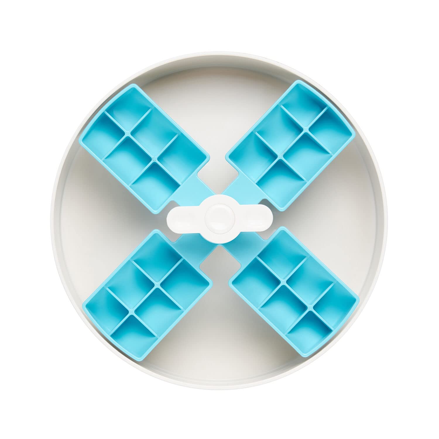 Pawsindia Spin Interactive Slow Feeder Bowl for Dogs | Level = Easy (Blue, Windmill)