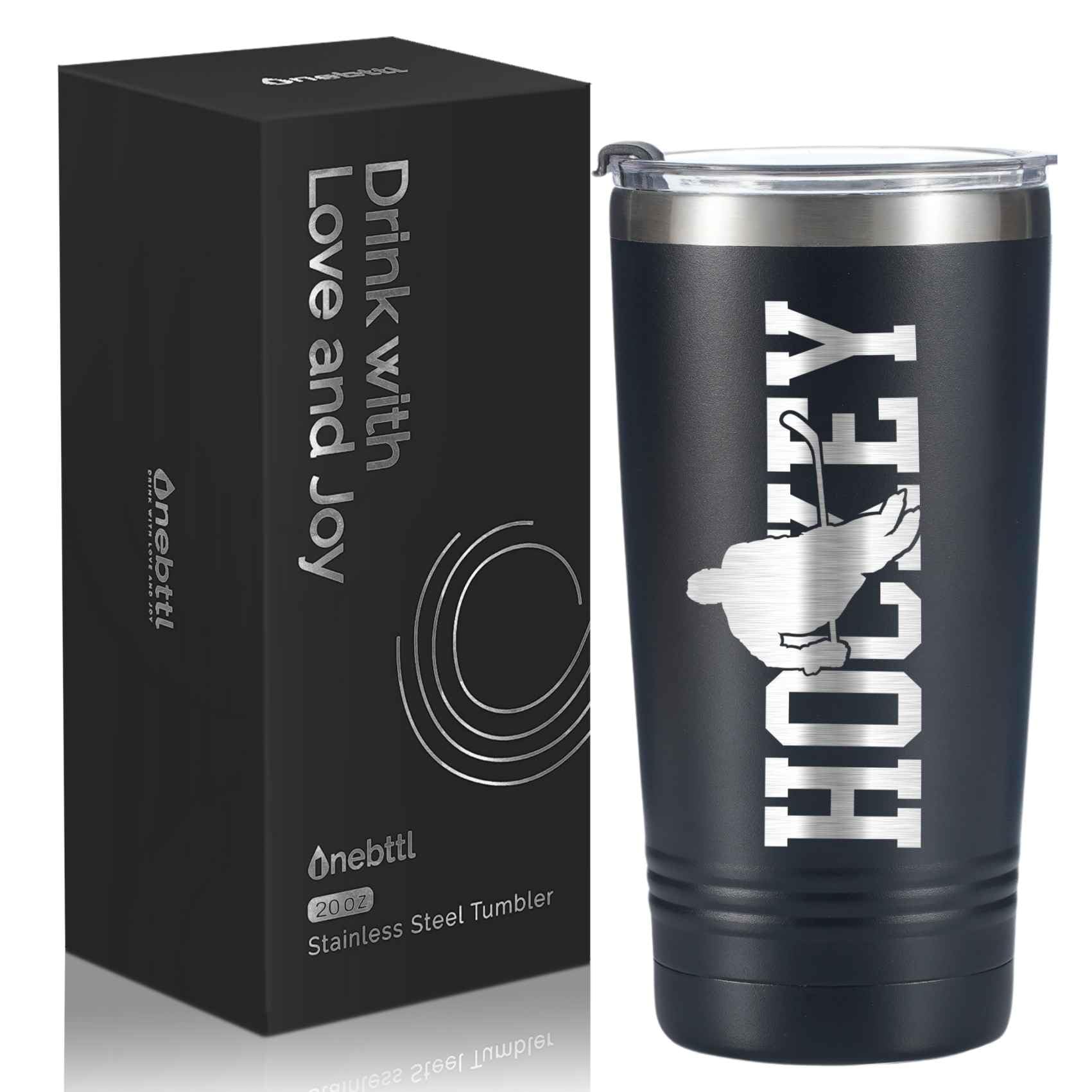 Onebttl Ice Hockey Player Gift for Boy & Men, Hockey Tumbler 20 oz with Lid & Straw, Gift for Hockey Lover Sports Travel Coffee Mug - Hockey