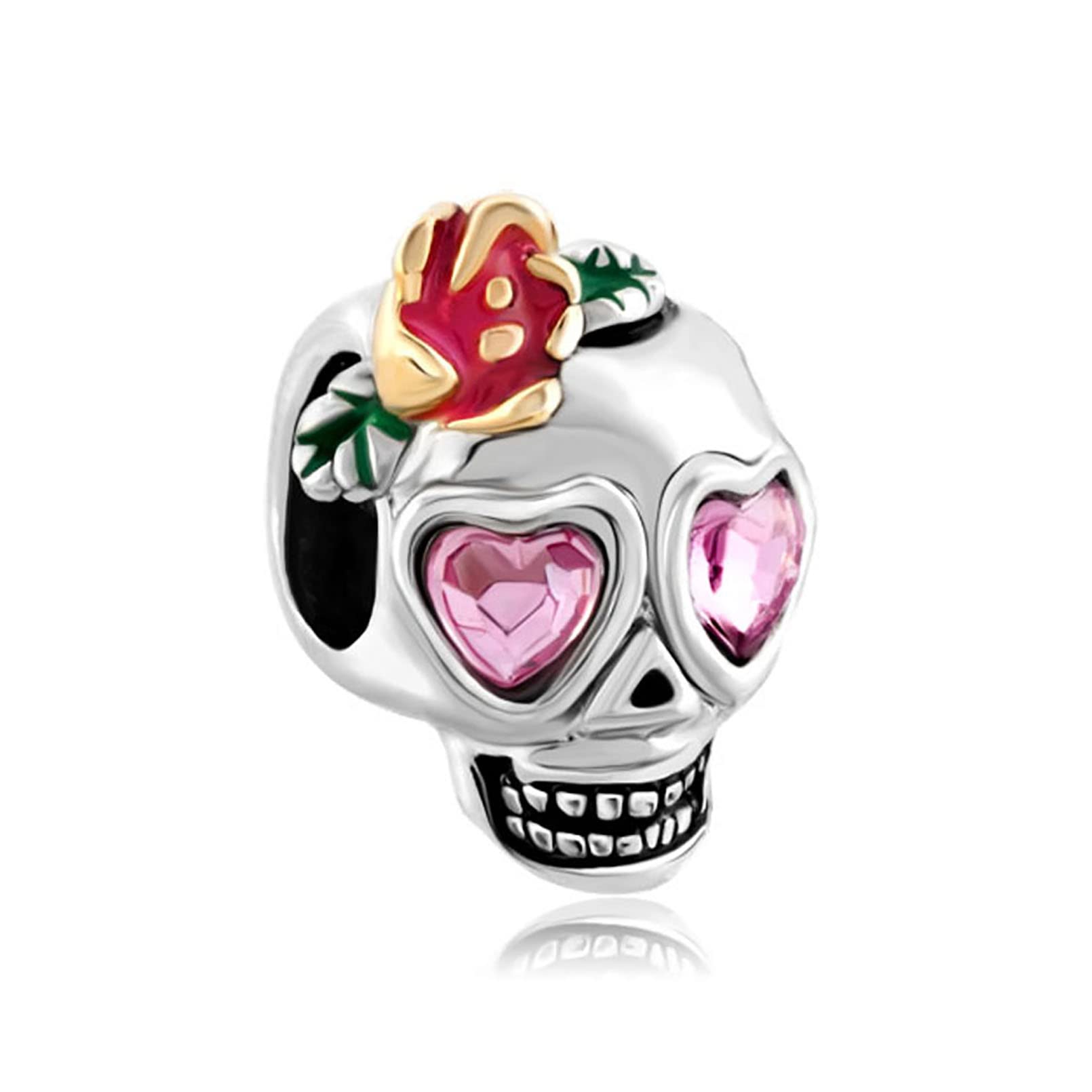 Abalorio de calavera de azúcar Halloween charm de metal compatible con pulseras Pandora 6