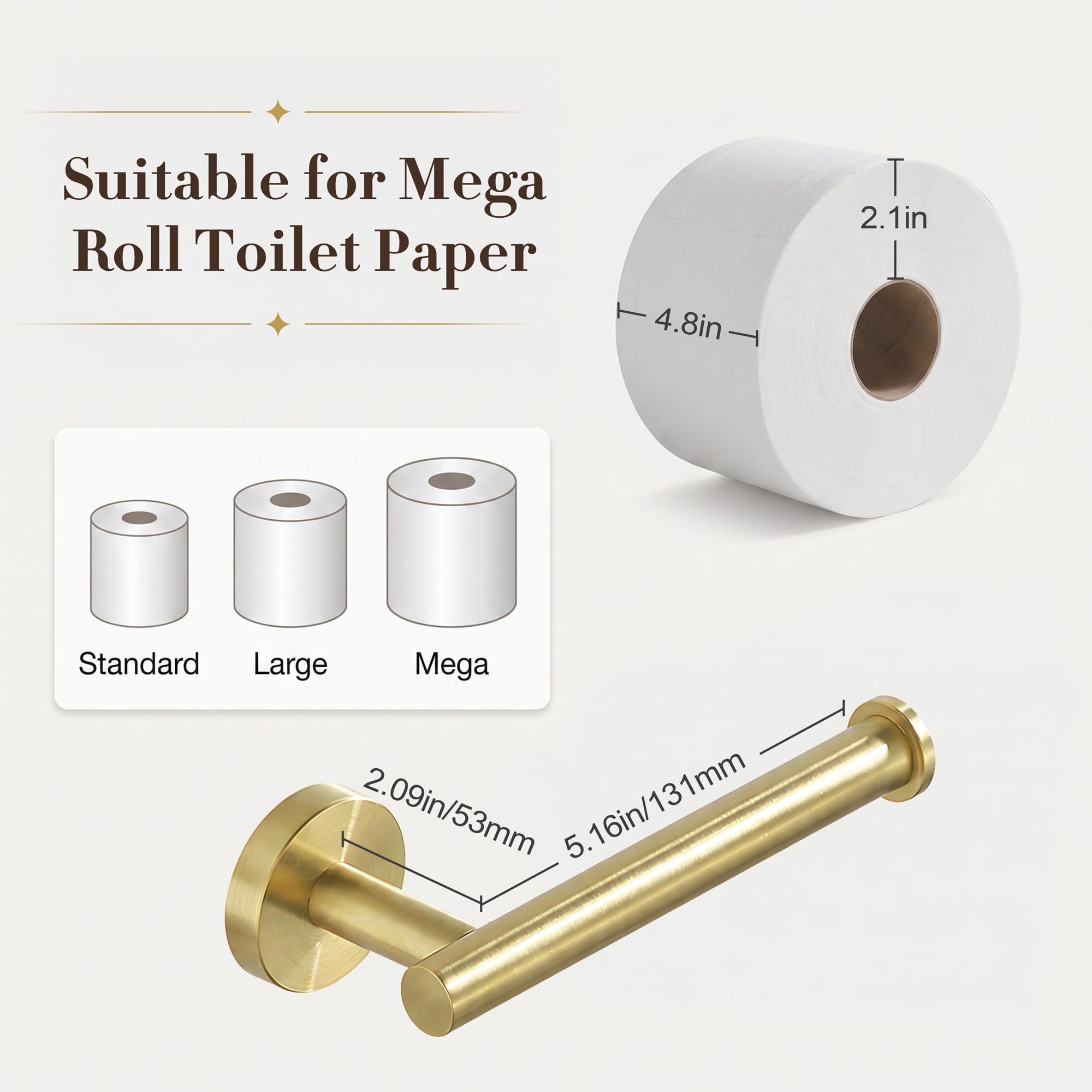 Toilet Paper Holder Towel Ring Brushed Gold Bathroom Hardware Hand Towel Holder Bathroom Accessories Set Wall Mount Stainless Steel 2 Pieces — Amazon image 4