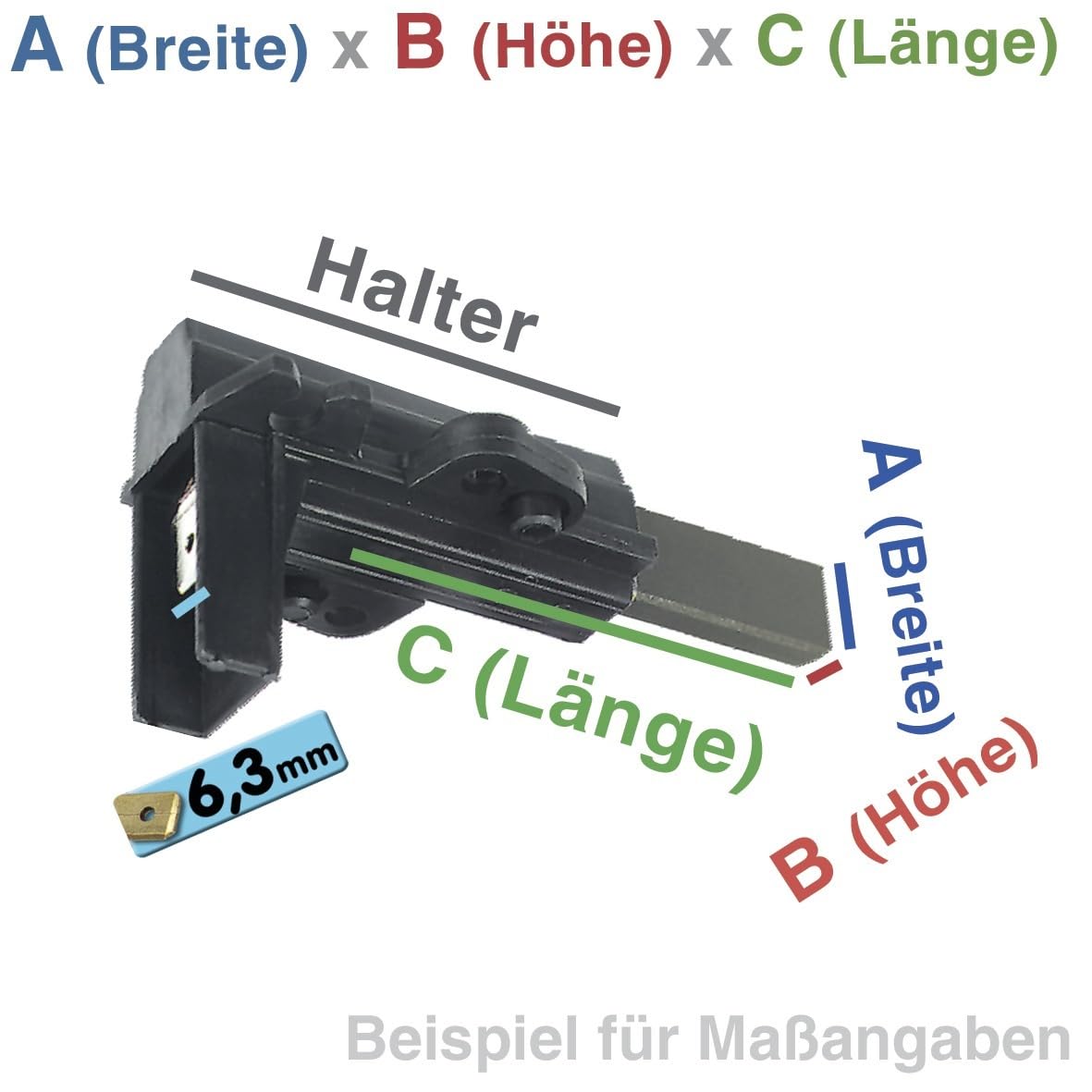 easyPART passend für BOSCH 00639025 4x Kohle Kohlebürsten Motorkohle | Waschmaschine Siemens, Je 5 mm Halter Gesamtlänge, 00628734, 1628, Kohlen, Askoll, Federn, Motor, 2paar, 2x
