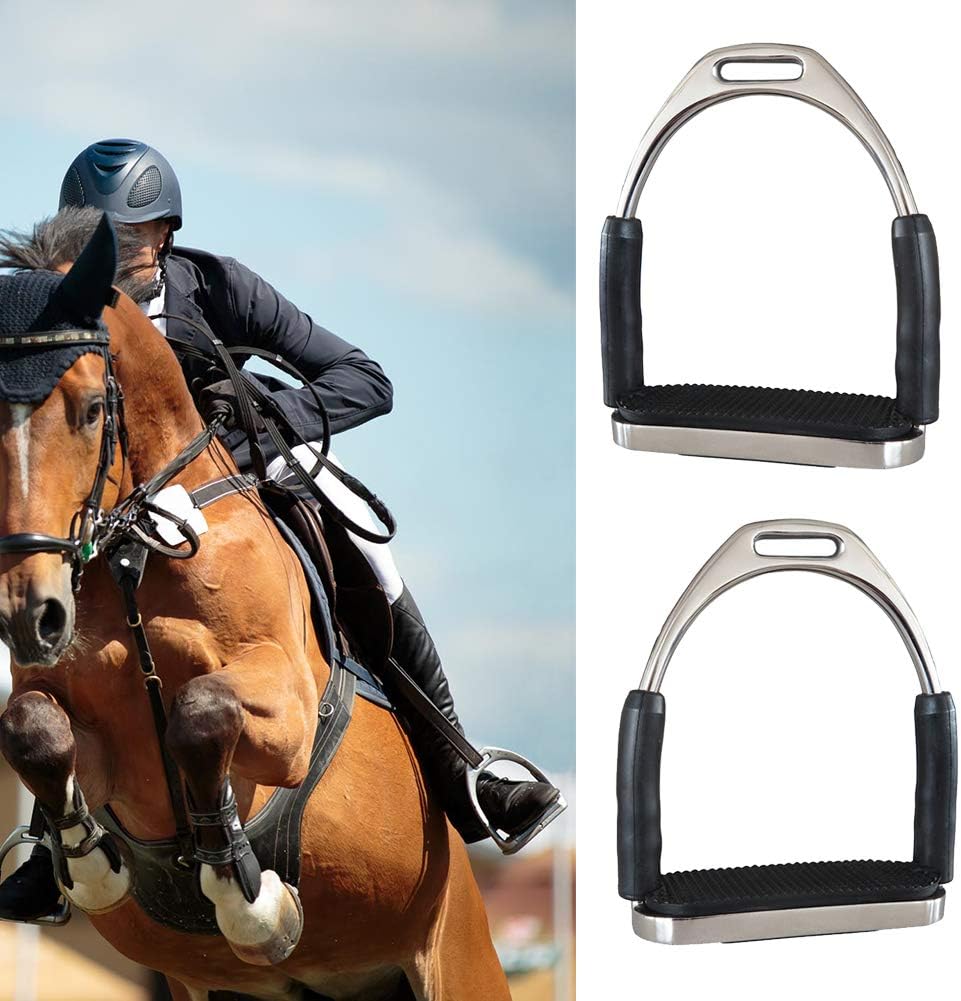 YHAILI Steigbügel Für Pferde - Rutschfeste Sicherheitssteigbügel Mit Gummipads