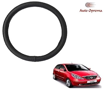 Auto Oprema Leatherette Car Steering Wheel Cover (Black) for Tata Zest