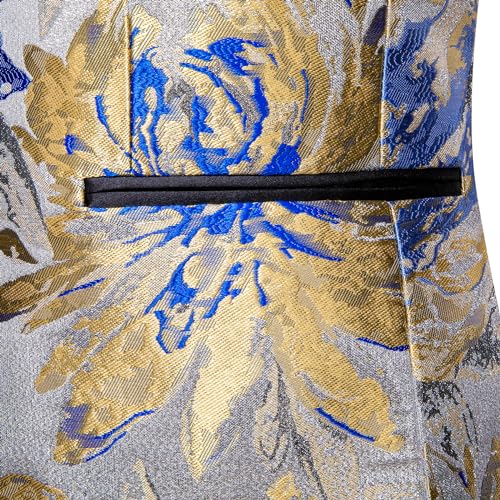 Image of Barry. Wang Men's Sport Coats & Blazers Flower Suit Jacket 1 Button Paisley Tuxedo Mardi Gras Carnival Parade Gift