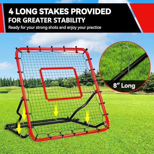 image for PUULIVEE 48x52inch Baseball Rebounder Anti-UV 3 Adjustable Angles Fiel