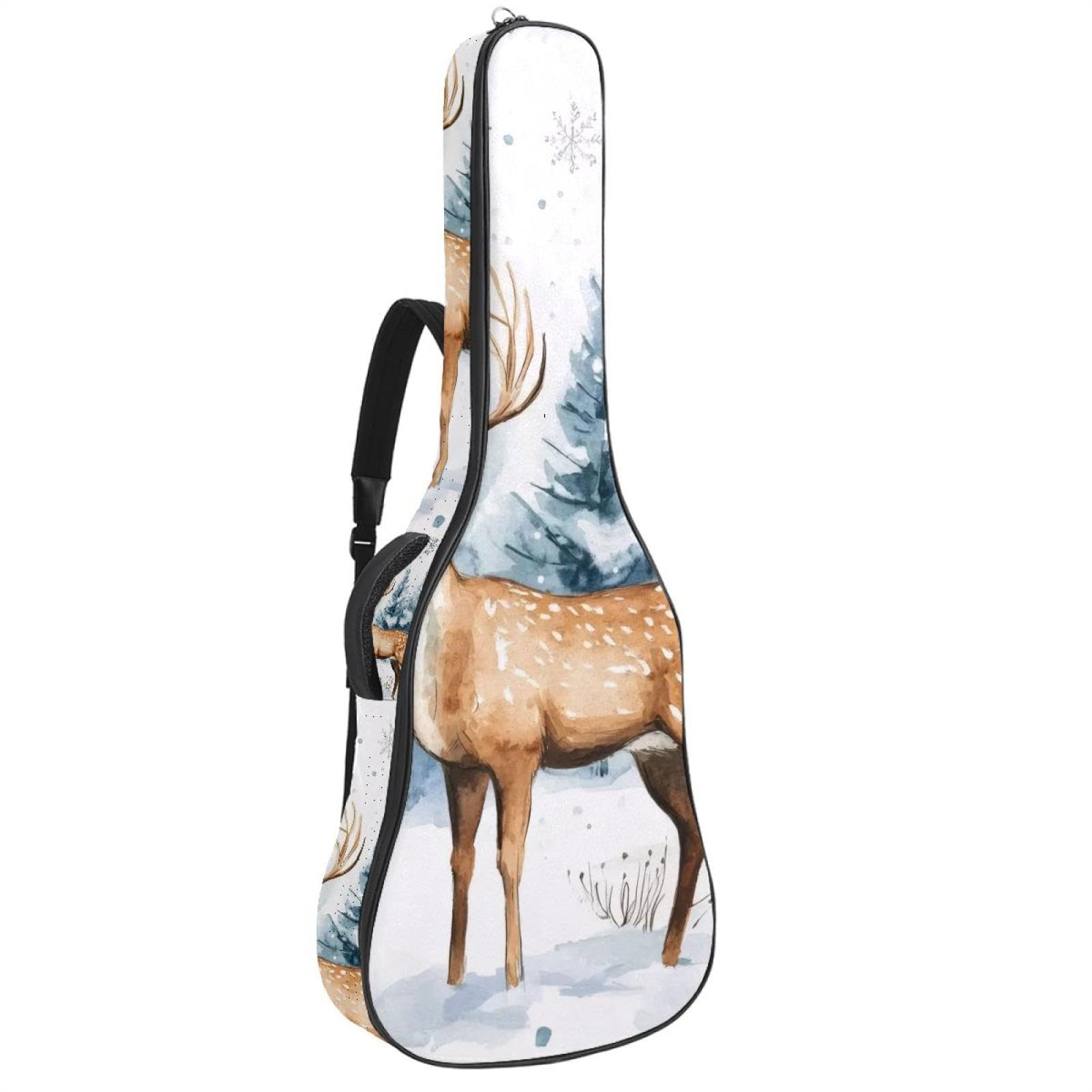 Bolsa de guitarra de tamaño completo, funda de transporte para guitarra de 40, 41 y 42 pulgadas, para bajo eléctrico, guitarra clásica, acuarela, invierno, nieve, Navidad, naturaleza, Multicolor 03,