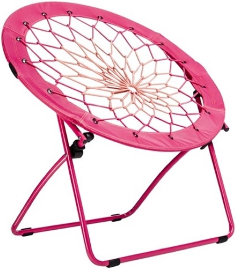 CAMPZIO Bungee Chair Round Bungee Chair Folding Comfortable Lightweight Portable Indoor Outdoor - Pink