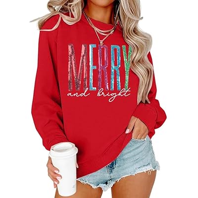 Merry and Bright Sweatshirt Women Merry Christm...
