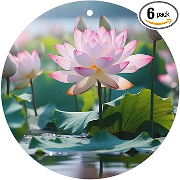 Round Shape Car Air Fresheners Lotus Pattern 6 Pcs Car Aromatherapy Tablets For Car Wardrobe Shoe Cabinet Eliminate Odors