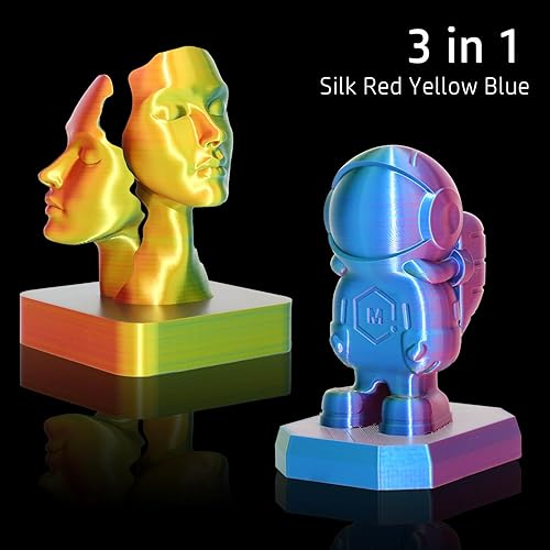 Miniatura 2 de LOVOON 3D Filamento de impresora PLA tricolor 1.75mm, seda PLA rojo amarillo azul, filamento para impresión 3D +-0.02mm, compatible con la mayoría