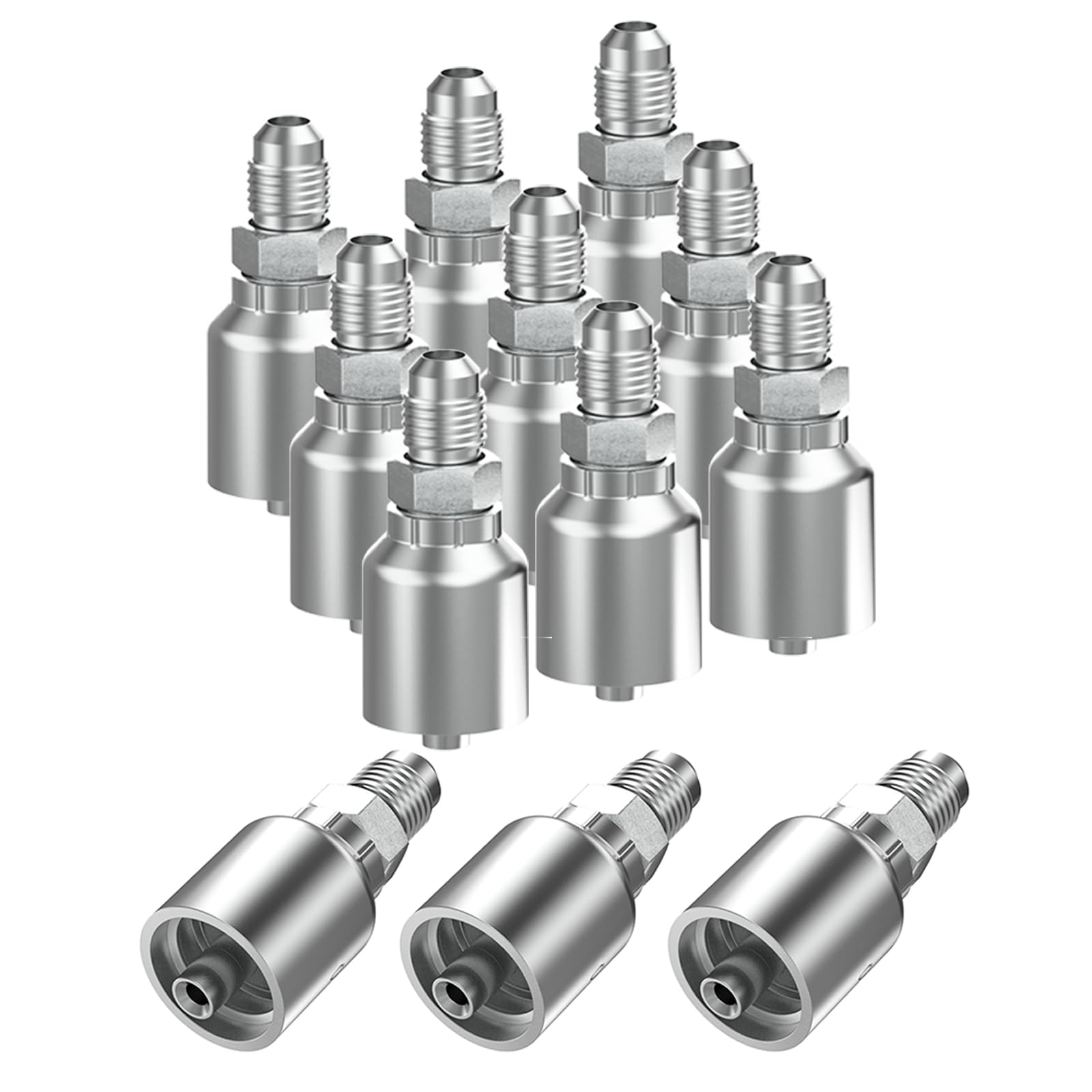 36PCS Hydraulic Hose Fittings 1/4" NPTF Male & JIC 37° Female & Male & Female 90° Elbow, Hydraulic Hose Crimp Fitting Ends for Air Hose Repair Kit - 5