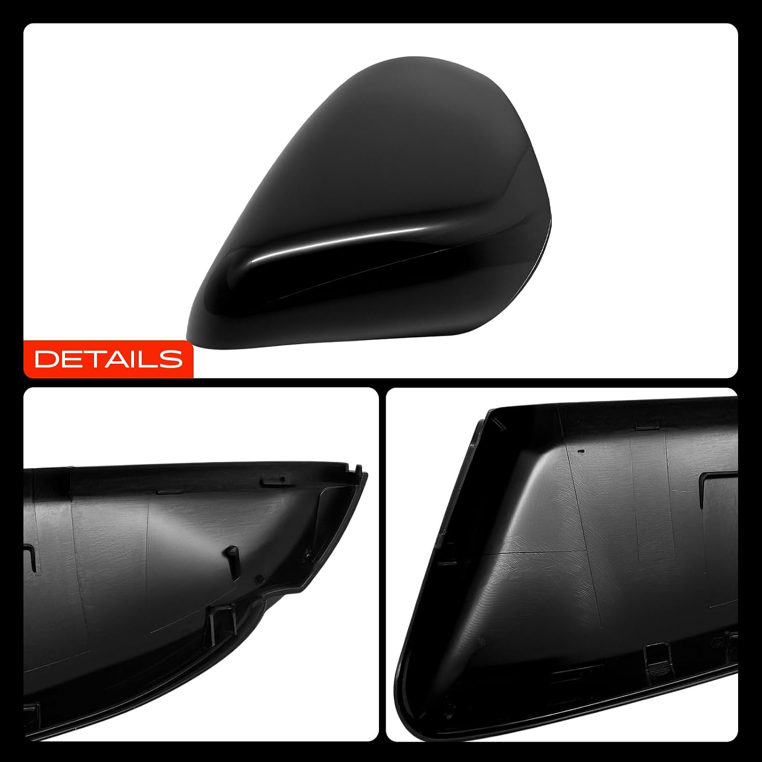 A-Premium 2 PCS Driver and Passenger Side Rearview Mirror Covers Caps - Compatible with Kia Forte Forte5 2014 2015 2016 2017 2018 - Smooth Black, Without Turn Signal Hole