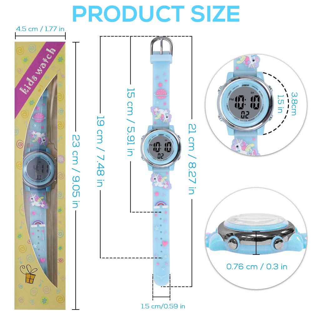 Reloj Digital para Niños Niña, Luz Intermitente LED de 7 Colores Reloj de Pulsera Niña Multifunción, para Niños de 3 a 12 años