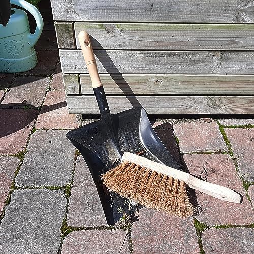 Metall Kehrblech und Handfeger Kokus im SET Kehrschaufel Hand Besen Feger Holz Griff Kehr Schaufel Kehrset Kehrgarnitur (1x Schwarz) – Bild 7