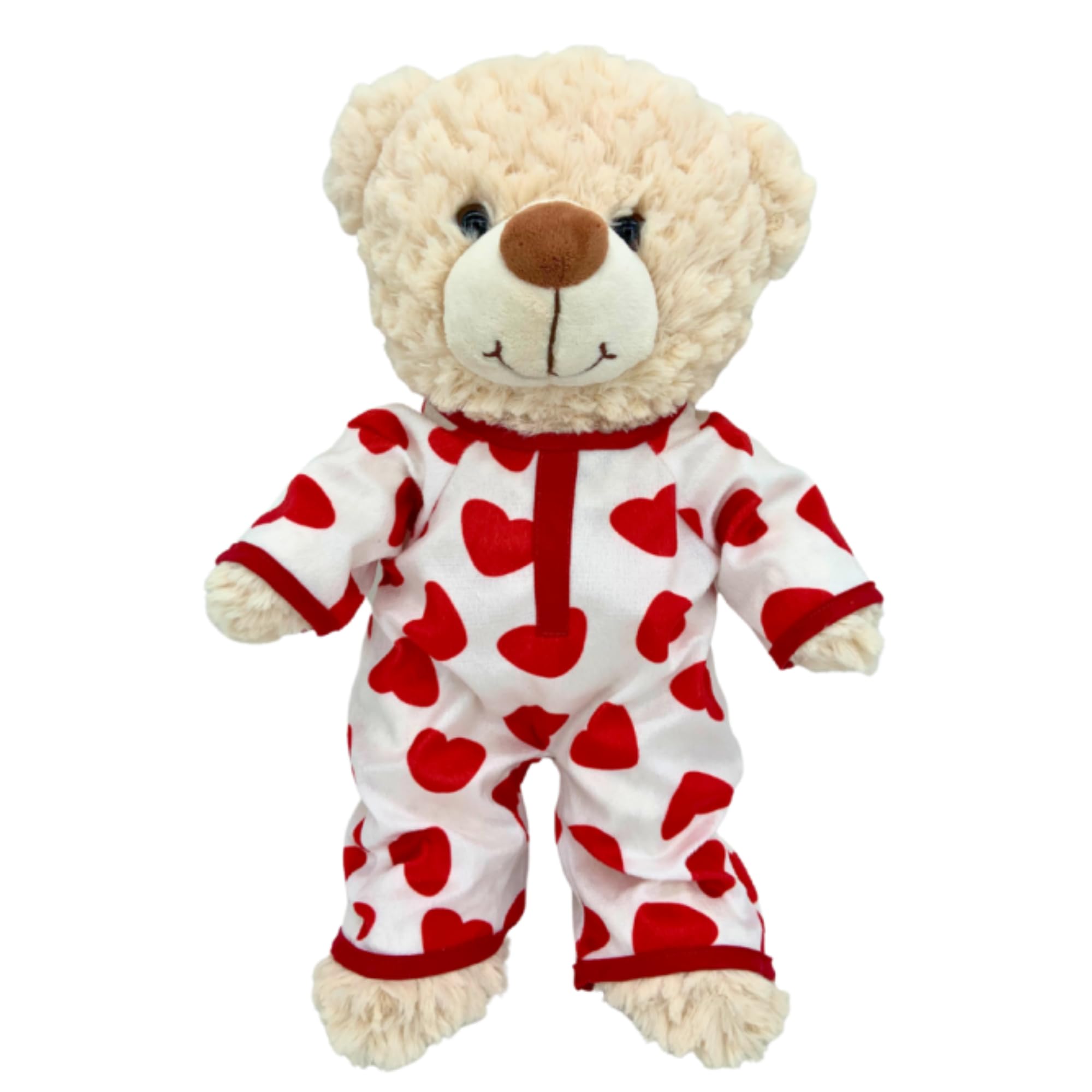 Pyjama tout-en-un motif cœur 40 cm – Vêtements ours en peluche – Compatible avec les oursons Build a Bear Teddies Rouge, Rouge, 16 inch - 40 cm