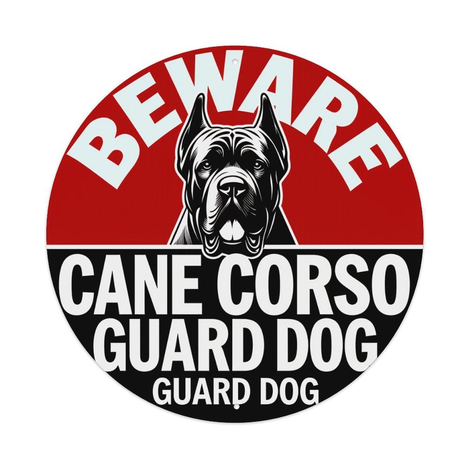 Beware Cane Corso Guard Dog Pattern Print Metal Tin Sign Plaque