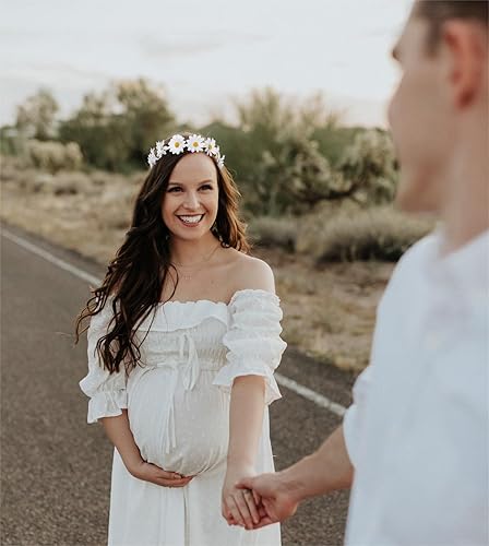 Miniatura 2 de WOVOWOVO Paquete de 2 diademas de corona de margaritas para mujeres, bebés, niñas, accesorios para el cabello hippie de girasol, coronas florales de