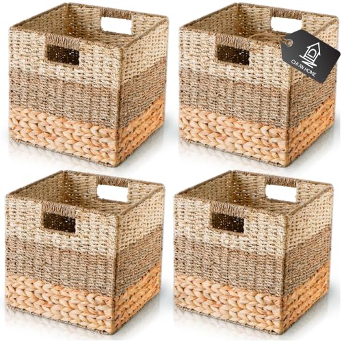 CHI AN HOME 11 Inch Cube Storage Bins, Wicker Storage