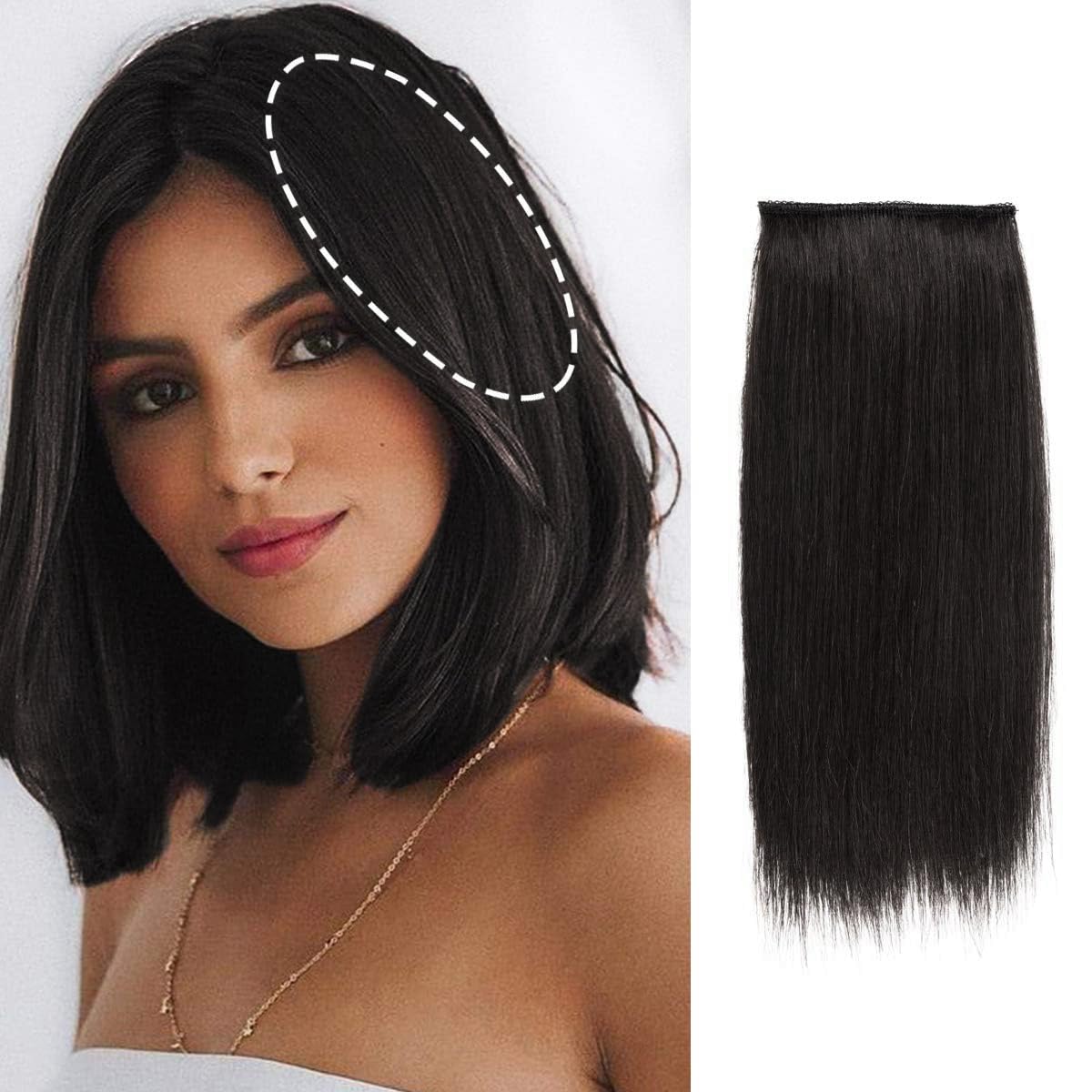 BOXO 6 inch Short Thick Extension Adding Extra Hair Volume Clip in Hair Extensions - 1 Pcs (Black)-image-38