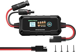 Bateria Power 10A 12V MPPT Solar Charge Controller, Intelligent Solar Panel Regulator with LED and LCD Display, Compatible with Sealed Flooded Gel AGM Lithium LiFePO4 Battery