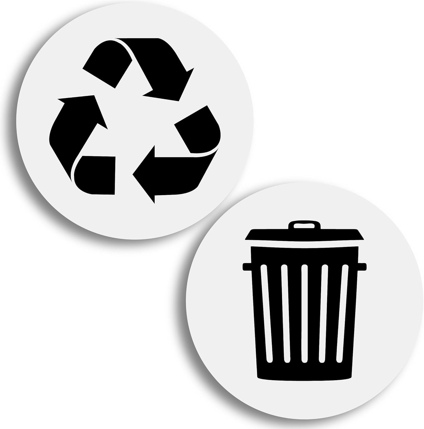 Recycle and Trash Logo Stickers - for Metal or Plastic Garbage cans, and Bins - Indoor & Outdoor - Laminated and UV Protected Premium Decal 2567 (White - Magnetic, Small)